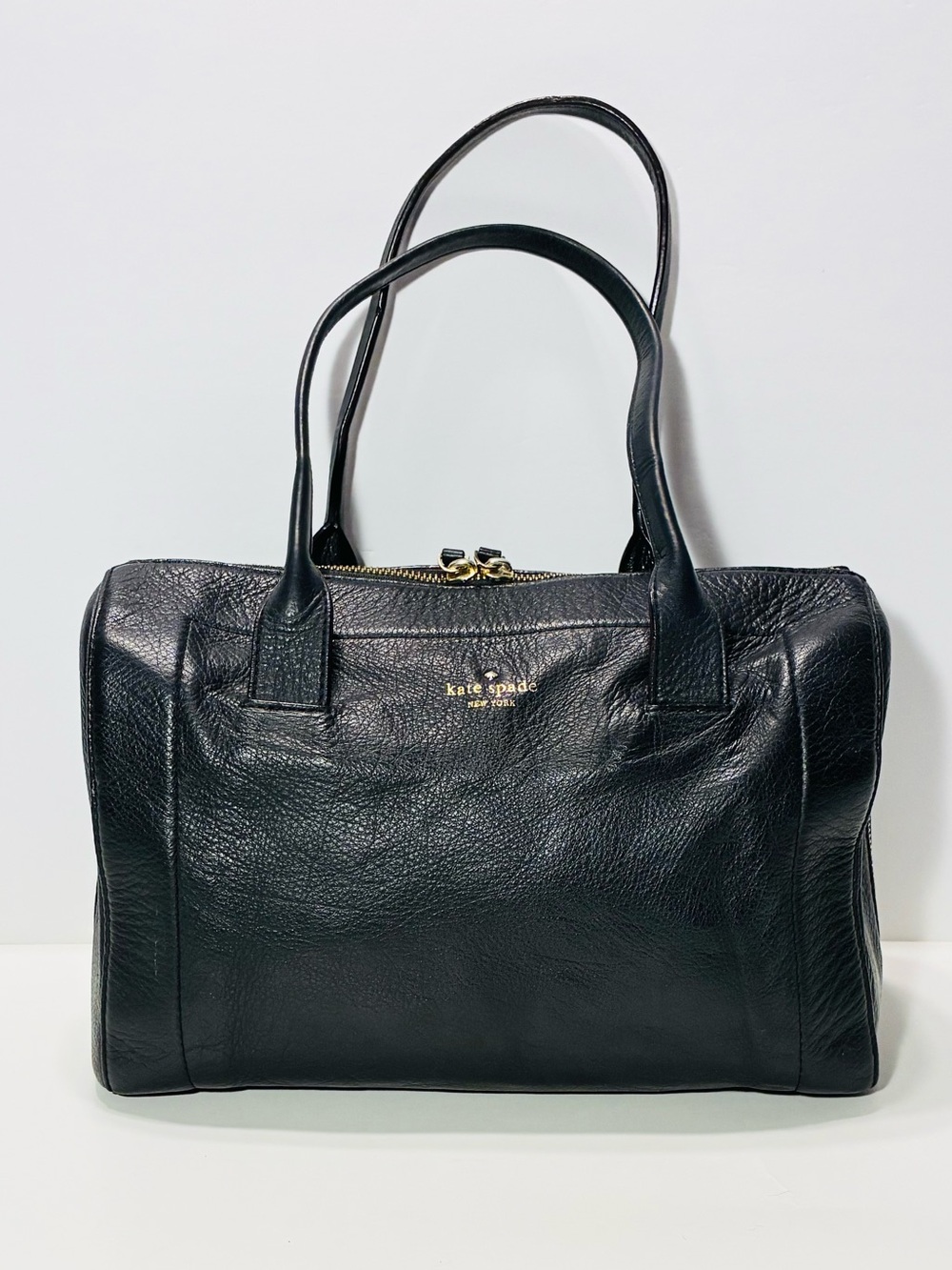 Kate Spade Mansfield Liv Satchel Black Pebbled Leather PXRU3051 12.5x8.5